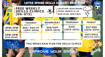 Skills Clinic Rain Plan this Week (March 27)